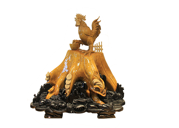 金丝楠木工艺品-恭喜（公鸡）发财
