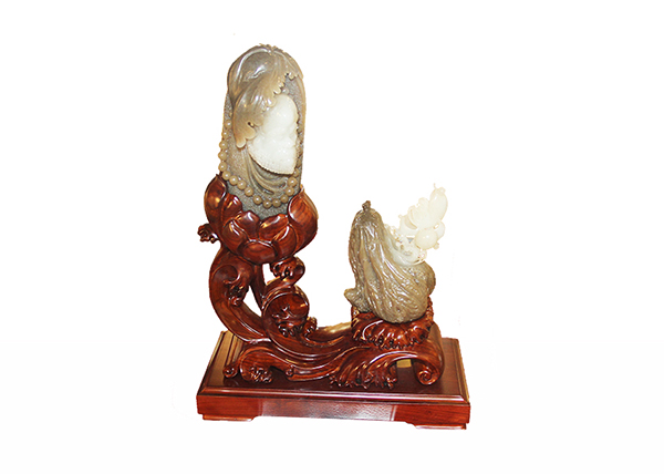 金丝楠木工艺品-和田玉套件